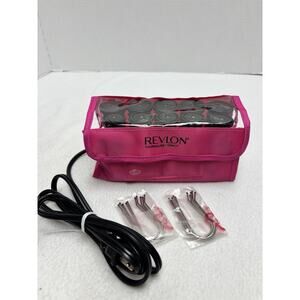 Revlon Travel Tourmaline Ionic Hair Hot Rollers Curlers Pink Storage Pouch EUC